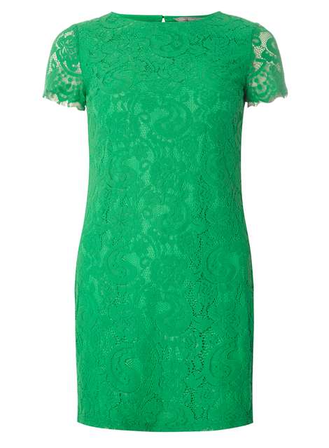 Petite Green Lace Shift Dress